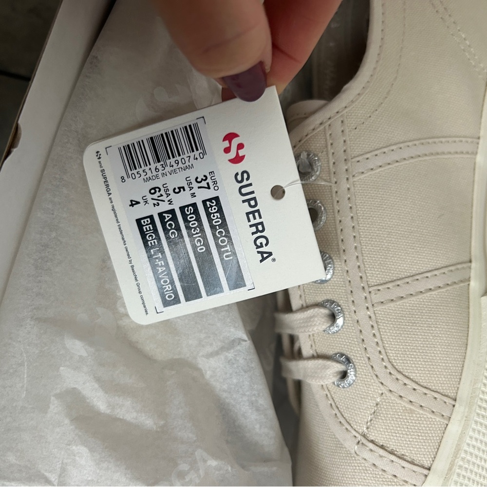 NEW Superga 2950 Cotu sneakers beige neutral 37 euro or 6.5 usa - Picture 4 of 8